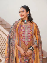 Women Yellow Rayon Blend Ethnic Motifs Printed Straight Kurta Trouser With Dupatta-SKSKD3052